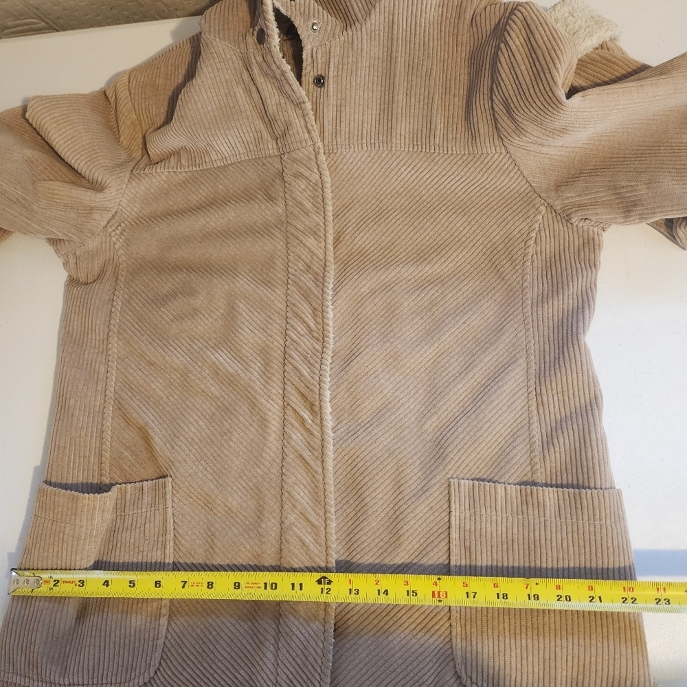 Vintage Brown Corduroy Sherpa Trim Winter Jacket Coat 90s Y2K Womens Size Medium - Picture 13 of 14